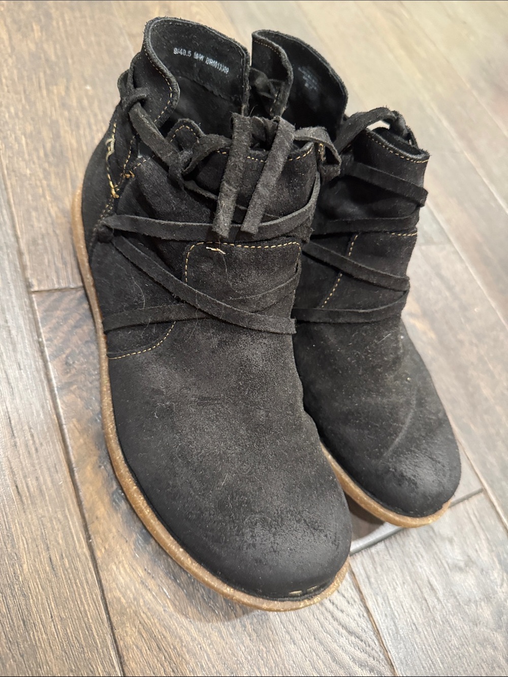 Born Black Suede Wrap-Lace Ankle Booties
